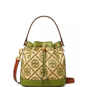 Tory Burch Women's Green T Monogram
Jacquard Bucket Bag SOLD OUT Color